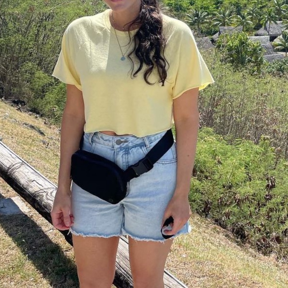 Topshop Raw Hem Yellow Cotton Crop Top